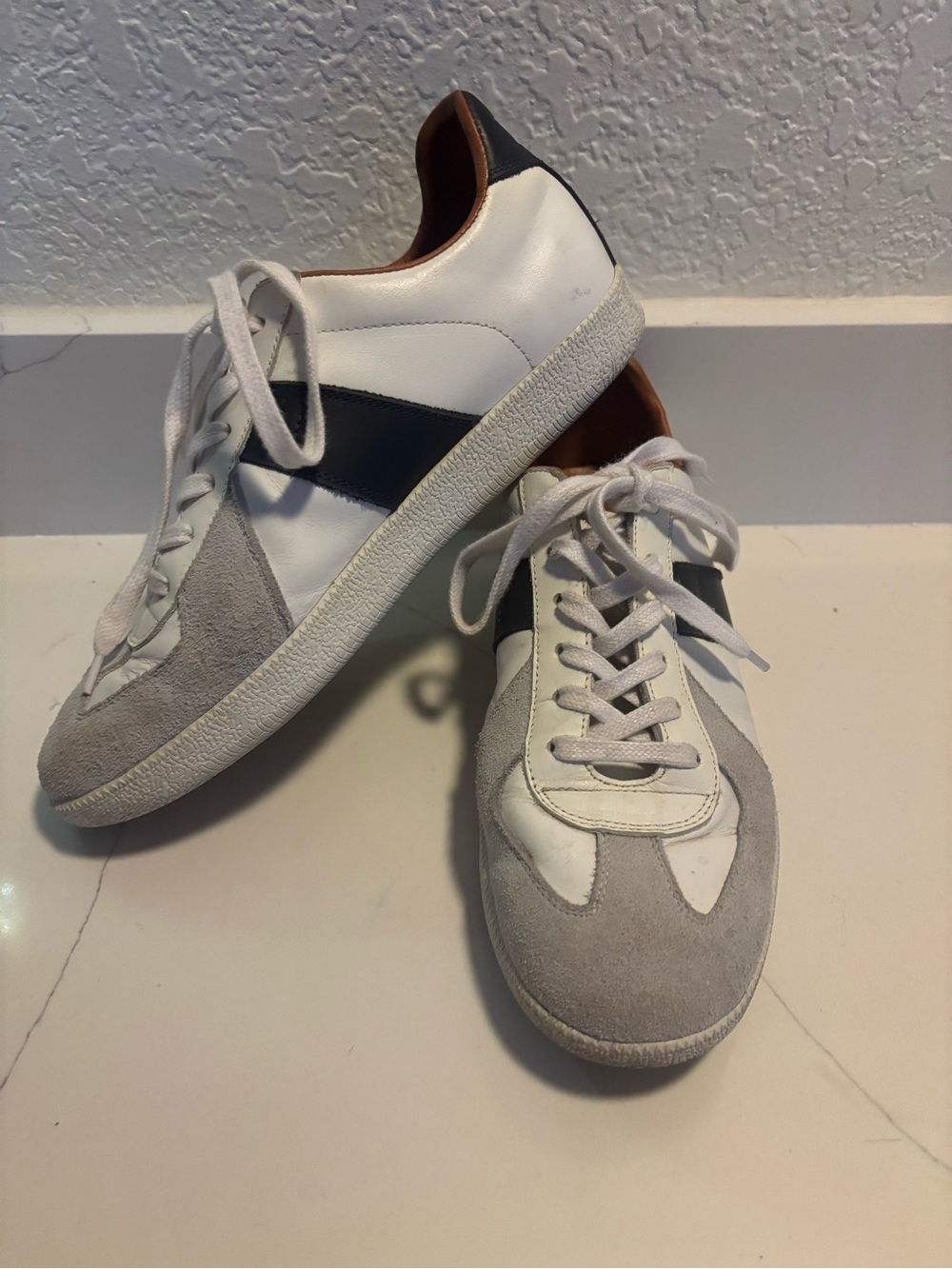 Beckett Simonon Morgen Trainers White Black Gray Suede Leather Sneakers 8.5